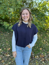Load image into Gallery viewer, Cap Sleeve Button Down Sweater
