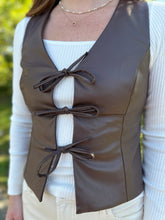 Load image into Gallery viewer, Front Tie Pleather Vest
