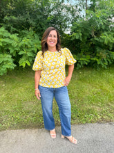 Load image into Gallery viewer, Yellow Floral Print Blouse Top
