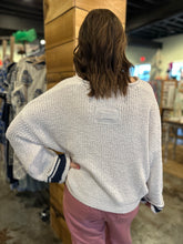 Load image into Gallery viewer, Ivory with Navy V Neck Sweater
