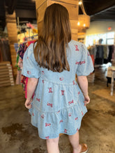 Load image into Gallery viewer, Western Theme Embroidered Denim Dress
