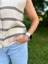 Load image into Gallery viewer, Smokey Taupe Ribbed Button Down Sweater Vest
