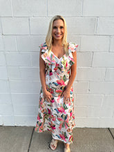 Load image into Gallery viewer, Silk Ruffled Strap Floral Dress
