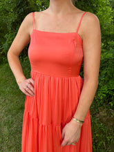 Load image into Gallery viewer, Orange Coral Tie Strap Maxi Dress
