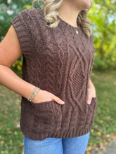 Load image into Gallery viewer, Chocolate Cable Knit Sweater Vest
