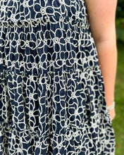 Load image into Gallery viewer, Mini Navy Minos Eyelet Dress
