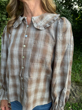 Load image into Gallery viewer, Ruffle Detail Button Down Lovely Plaid Top
