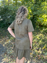 Load image into Gallery viewer, Short Sleeve Suede V Neck Dress
