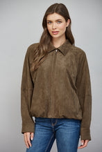 Load image into Gallery viewer, Front Zip Closure Bubble Hem Faux Suede Jacket
