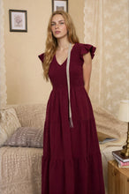 Load image into Gallery viewer, V Neck Smocked Flutter Sleeve Midi Dress
