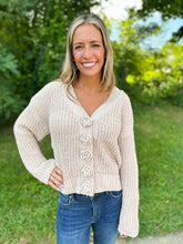 Load image into Gallery viewer, Chenille Cardigan with Flower Buttons
