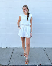 Load image into Gallery viewer, White Textured Sleeveless Romper
