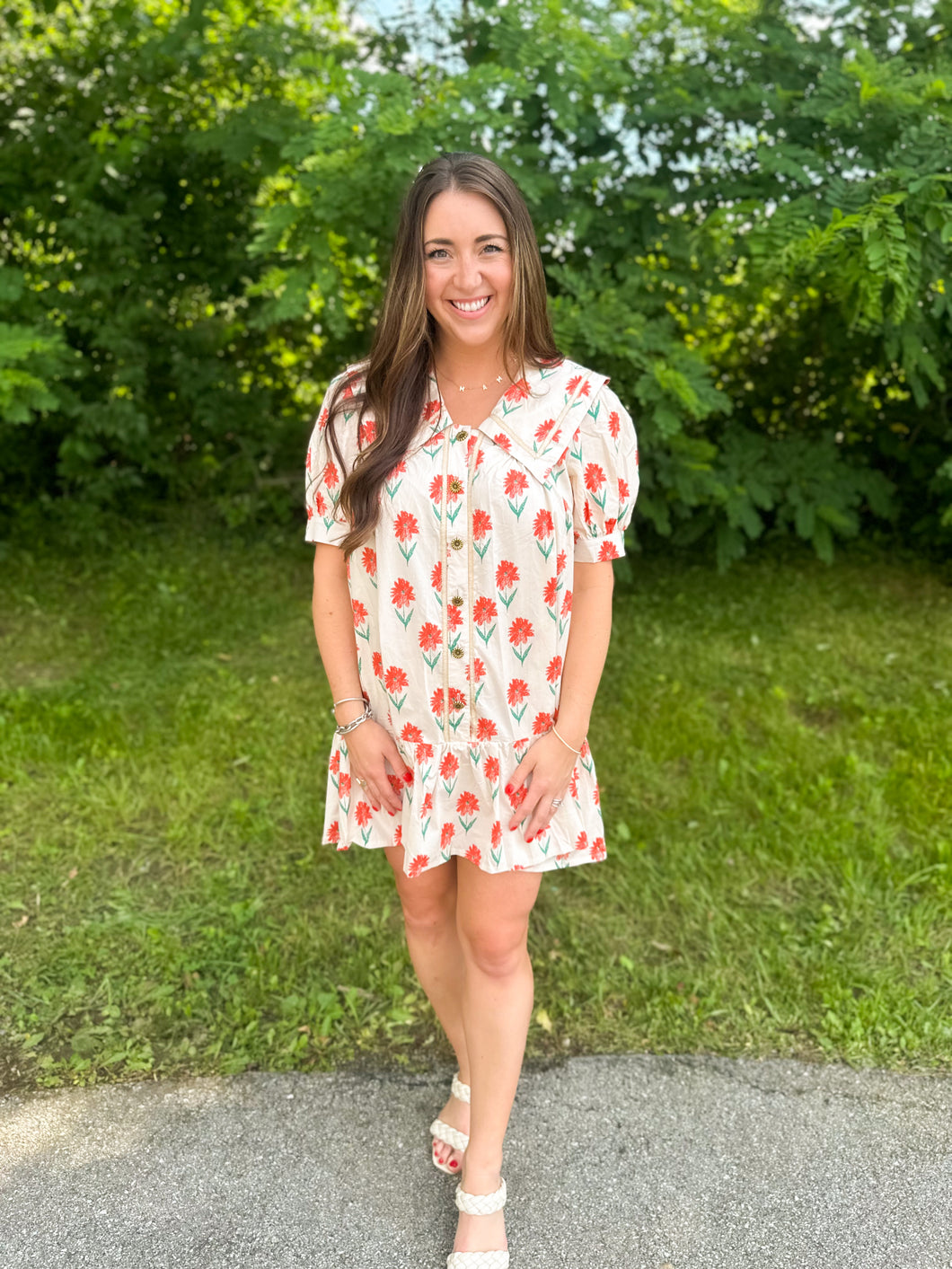 Cream Poppy Floral Print Dress