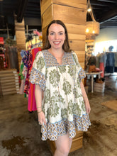 Load image into Gallery viewer, Boho Olive Mix Pattern Dress
