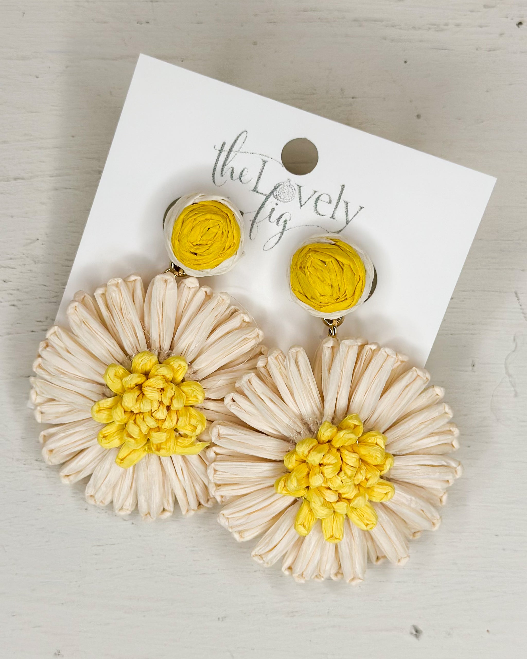 Wrapped Raffia Flower Drop Earrings – The Lovely Fig display picture 1