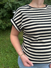Load image into Gallery viewer, Black Stripe Boxy Knit Top
