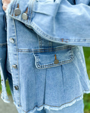 Load image into Gallery viewer, Washed Denim Peplum Jacket
