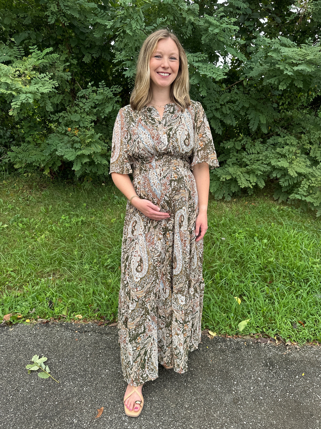 Woven Print Tiered Maxi Dress