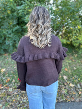Load image into Gallery viewer, Chocolate Floral Stitch Cropped Sweater
