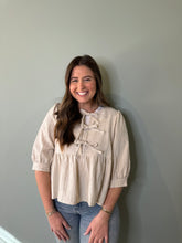 Load image into Gallery viewer, Cotton Ribbon Up Blouse

