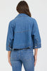 Cristo Collared Raglan Sleeve Denim Jacket - Mid Blue