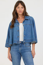 Load image into Gallery viewer, Cristo Collared Raglan Sleeve Denim Jacket - Mid Blue
