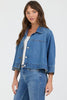 Cristo Collared Raglan Sleeve Denim Jacket - Mid Blue