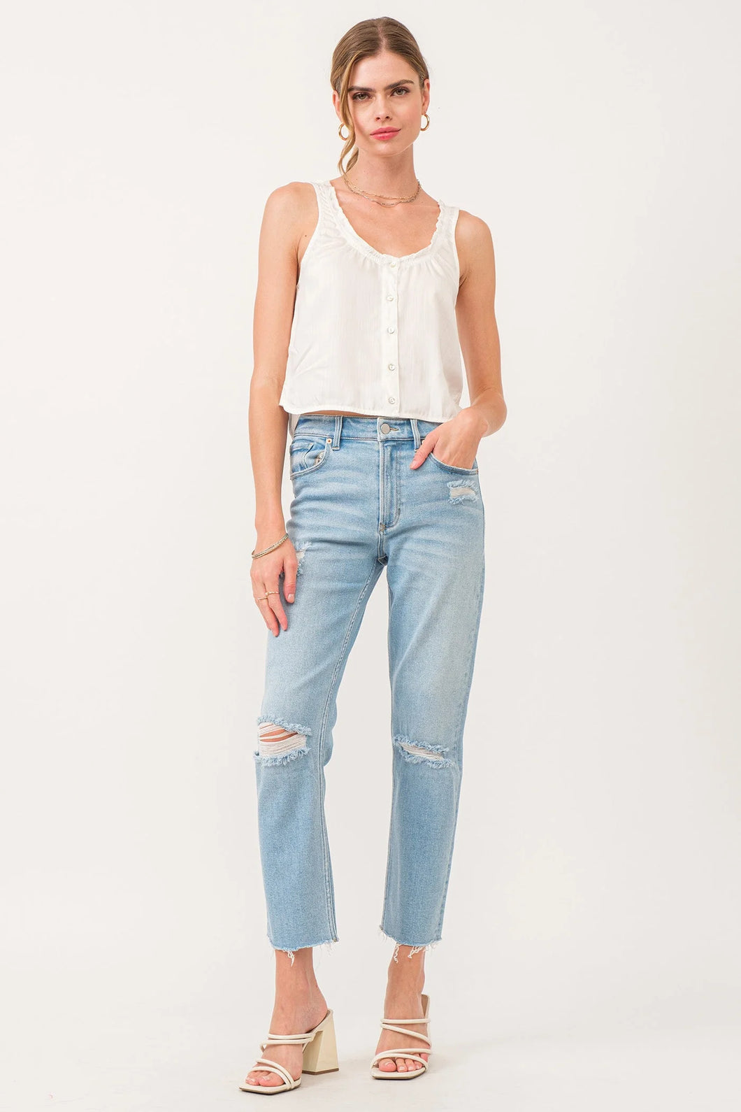 Jodi Super High Rise Cropped Straight Jeans - Daytona