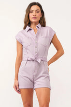 Load image into Gallery viewer, Marley Color Denim Romper - Orchid Petal
