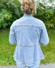 Load image into Gallery viewer, Washed Denim Peplum Jacket
