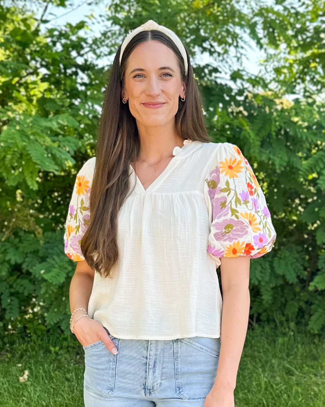 Cream Puff Sleeve Top