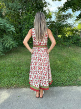 Load image into Gallery viewer, Ecru Floral Print Belt Midi Dress
