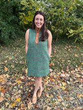 Load image into Gallery viewer, Green Sleeveless Plaid Tweed Dress

