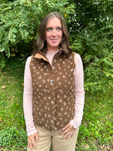 Load image into Gallery viewer, Floral Quilted Zip Front Mock Neck Vest
