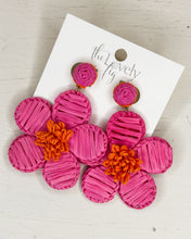 Load image into Gallery viewer, Raffia Wrapped Flower Earrings
