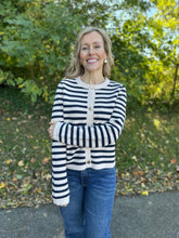 Load image into Gallery viewer, Navy Striped Knit Cardigan
