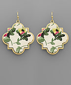 Load image into Gallery viewer, Flower Print Quatrefoil Earring
