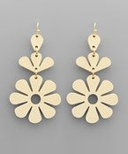 Load image into Gallery viewer, Flower Wood Drop Earrings
