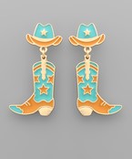 Load image into Gallery viewer, Western Hat &amp; Boots Earrings
