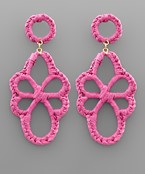 Load image into Gallery viewer, Raffia Oval Flower Earrings
