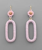 Load image into Gallery viewer, Raffia Link Flower Dangle Earrings
