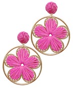 Load image into Gallery viewer, Raffia Flower Disc Earring
