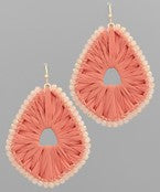 Load image into Gallery viewer, Wrapped Raffia Glass Bead Earrings
