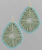 Load image into Gallery viewer, Wrapped Raffia Glass Bead Earrings
