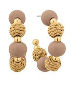 Load image into Gallery viewer, Rattan &amp; Wood Ball Bead Hoops
