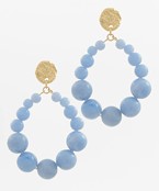 Beaded Stone Ball Circle Earrings