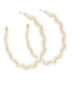 Load image into Gallery viewer, Wavy Circle Bead &amp; Raffia Hoops
