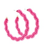 Wavy Circle Bead & Raffia Hoops