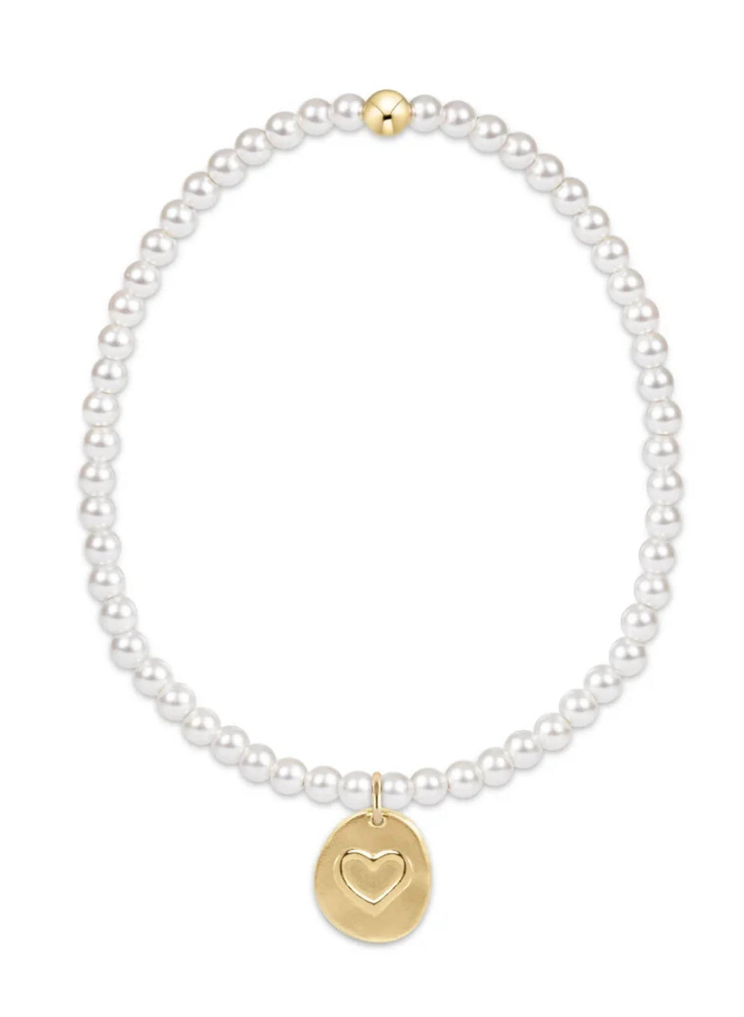 Classic Pearl 3mm Bead Bracelet - Inspire Love Small Gold Charm