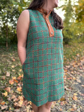Load image into Gallery viewer, Green Sleeveless Plaid Tweed Dress
